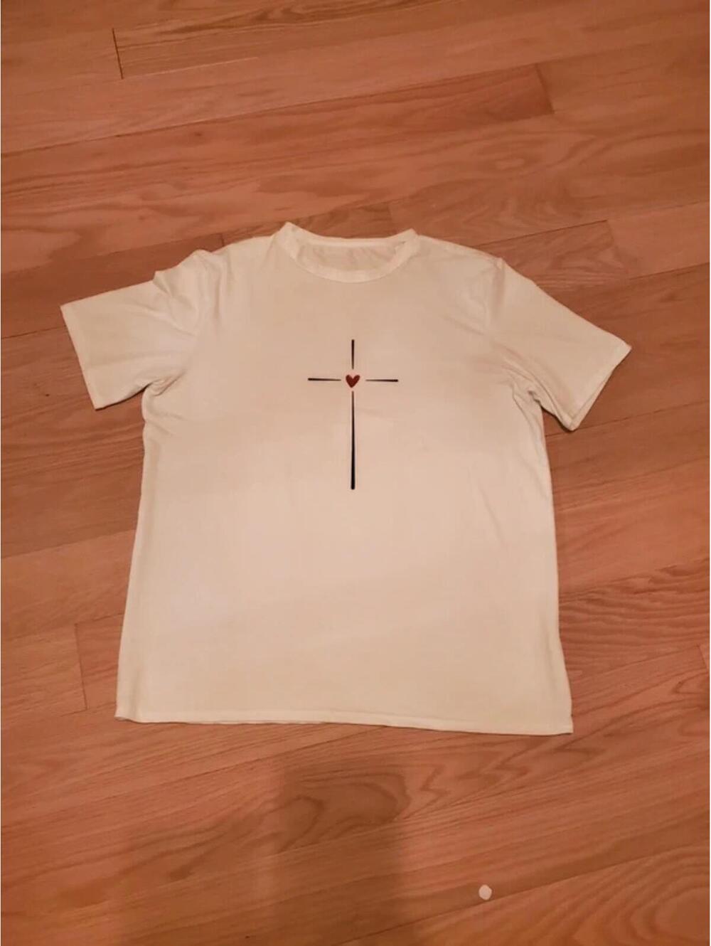 Heart Cross Graphics White T-Shirt